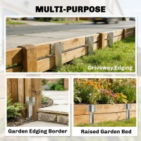 Outsunny set van 20 bielbeugels voor spoorbielzen, 41 cm zware verzinkte stalen palen met schroeven en handschoenen(m-7)