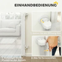 PawHut Treppenschutzgitter Türschutzgitter Ausziehbar 0-140 cm mit Einhandbedienung für Haustiere für Treppen Türen Weiß(m-5)
