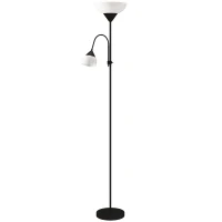 HOMCOM Uplighter, Mutter-und-Kind-Stehlampe, hohe Lampe mit 3 Farbtemperaturen und flexiblem Schwanenhals, Schwarz(m-1)
