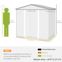 Outsunny 4 x 6ft Galvanised Steel Garden Shed, with Lock and Gloves - Oak(m-3)