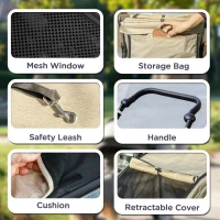 Wózek dla psa i kota, składany, do 10 kg, Khaki(m-7)