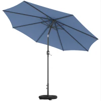 Outsunny Parasol Ø295 cm, parasol rond UV 30+ pour balcon/plage/marché, pour plage, balcon, jardin, Bleu(m-6)