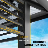 Outsunny Gartenpavillon ca. 3,6x3m Aluminium Pavillon mit 6 mm Polycarbonat-Doppeldach Moskitonetz 4 Seitenteile Dunkelgrau(m-6)
