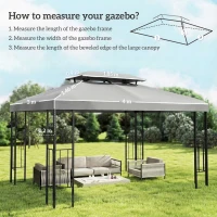 Outsunny Telo di ricambio gazebo 4x3 m con doppio tetto e drenaggio, Grigio chiaro(m-3)