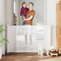 PawHut Treppenschutzgitter Türschutzgitter Ausziehbar 0-140 cm mit Einhandbedienung für Haustiere für Treppen Türen Weiß(m-2)