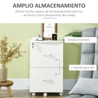 Vinsetto Cajonera de Oficina Mueble Auxiliar con 2 Cajones Cierre con Llave para Estudio Despacho 43x45x72 cm Blanco(m-5)