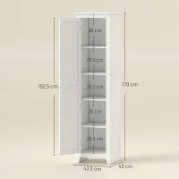 HOMCOM Armadio contenitore con ripiani regolabili, 170 cm, Bianco(m-3)