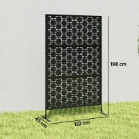 Outsunny Metal Decorative Privacy Screen Outdoor Divider, Black Grid(m-3)