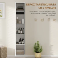 HOMCOM Dulap de Baie Suspendat Coloană cu Rafturi Reglabile și Închidere Soft Close, 30x31.5x160 cm, Alb(m-6)