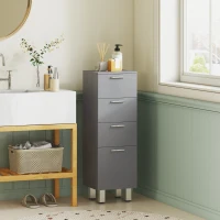 kleankin Mobile da Bagno Armadietto con 4 Cassetti, Pannello Truciolare e Piedini Regolabili, Grigio(m-2)