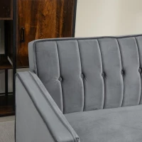 HOMCOM Velvet-Feel Three-Seater Sofa Bed with Wooden Legs, 300 kg - Dark Grey(m-9)