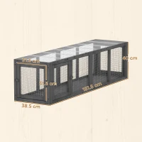 PawHut Tunnel per gatti espandibile in legno con 3 porte, 151,5x38,5 cm, grigio(m-3)