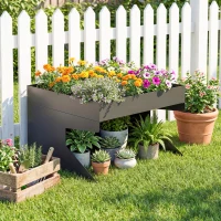 Outsunny Garage pour robot-tondeuse avec bac à plantes, garage robuste en acier galvanisé, Noir(m-5)