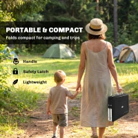 Outsunny Grill na węgiel drzewny ze stali nierdzewnej BBQ Smoker z rusztem, uchwytem, składanymi nogami do grillowania na tarasie, campingu 40x28x25,5 cm czarny(m-4)