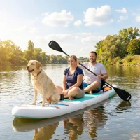 Outsunny Planche de Paddle Surf Gonflable SUP Extra Longue 335 cm avec Siège Pagaie Convertible Ailerons Pompe et Sac de Transport Charge 180 kg(m-2)