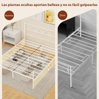 HOMCOM Estructura de Cama 160x200 cm con Cabecero Soporte de Listones de Acero Almacenamiento Bajo la Cama(m-7)