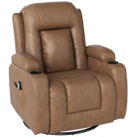 HOMCOM Sillón Relax Reclinable Masajeador Calefactable en Piel Sintética con 8 Puntos de Masaje, Marrón(m-1)