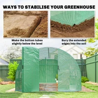 Outsunny Invernadero de Túnel 6x3x2 m con Puerta con Bisagras 12 Ventanas de Malla y Estructura de Acero Galvanizado Verde(m-8)