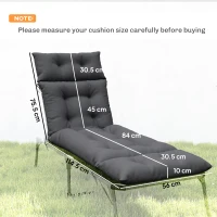 Outsunny Set de 2 perne pentru șezlong, pernă baie de soare groasă, confortabilă - 6 prinderi, 190 x 56 x 10 cm, gri închis(m-3)
