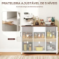 HOMCOM Aparador de 2 Portas com Orifícios 2 Compartimentos e Gaveta Prateleiras Ajustáveis 100x40x80 cm Branco e Castanho Rústico(m-5)