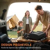 Outsunny Carrello da Giardino Pieghevole da 41L con 4 Ruote, Carrello da Campeggio in Metallo e Tessuto Oxford con Borsa da Trasporto e Maniglia Girevole e Regolabile, Nero(m-6)