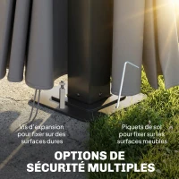 Outsunny Tonnelle de Jardin Pavillon Toit Rigide en Polycarbonate Deux Niveaux Imperméable UV50+ 356x296x285cm Gris Foncé(m-8)