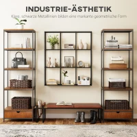 HOMCOM Industrieel wandrek met 9 vakken, metalen rek voor verzamelobjecten, ideaal voor woondecoratie, zwart(m-5)