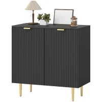 HOMCOM Buffet de cocina mueble de almacenamiento con 2 puertas estante regulable patas metálicas elevadas 80 x 40 x 80 cm negro(m-8)
