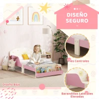 AIYAPLAY Cama infantil para Niños de +3 Años 70x140 cm de Madera con Almacenaje y Dibujos de Estrellas para Dormitorio Rosa(m-4)