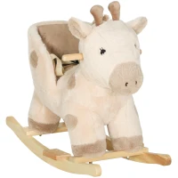 AIYAPLAY Caballo mecedor para niños jirafa juguete mecedor para bebé con efecto sonoro, cinturón de seguridad, 68x35x50cm, beige(m-1)