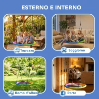 AIYAPLAY Altalena Nido per Bambini 3-8 Anni con Corde e Cinghie, in PE e Tessuto Oxford, 100x100x180 cm, Multicolore(m-7)
