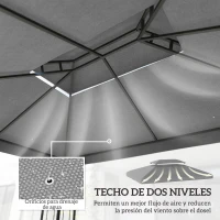 Outsunny Toldo de Recambio 4x3 m con Techo Doble Orificios de Drenaje y Protección UV Solo Toldo NO Incluye Marco Gris(m-4)