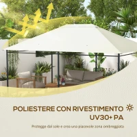 Outsunny Tetto di Ricambio 4x3 m per Gazebo Anti UV in Poliestere con Presa d'Aria, Bianco Crema(m-4)