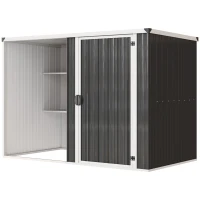 Outsunny Abri de jardin en acier galvanisé, porte verrouillable, 231 x 125 x 162 cm, gris(m-1)