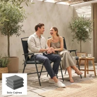 Outsunny Ensemble de coussins pour chaises de salle à manger 46x42x7 cm 6 pièces avec housse lavable et liens imperméable anti-UV gris foncé(m-5)