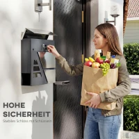 HOMCOM Briefkasten Wandmontage Wetterfest mit Zeitungshalter und 2 Schlüsseln für Außenwand, Dunkelgrau(m-5)