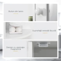 Homcom Dulapior Baie cu Oglinda – Lemn Alb 66×17×63 cm(m-16)