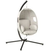 Outsunny Silla colgante con estructura, cesta plegable con acolchado grueso del asiento, altura regulable, cinturón de seguridad hasta 120 kg(m-6)