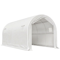 Outsunny Garage auto da esterno 3x6 m con telo PE e telaio zincato, Bianco