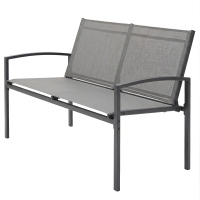 Outsunny Banquette de jardin 2 places résistante aux intempéries banquette extérieure en métal avec assise en maille respirante accoudoirs incurvés 112 x 66 x 80 cm Gris