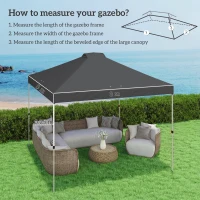 Outsunny Telo di ricambio gazebo 3x3 m impermeabile UV50+ con 8 fori, Grigio scuro(m-3)