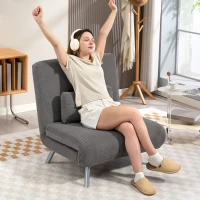 HOMCOM Sofá Cama de 1 Plaza Plegable Tapizado en Tela Gris Jaspeado con Respaldo Ajustable de 5 Niveles 80x75x83 cm(m-2)