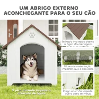 PawHut Casota para Cães de Exterior em Plástico com 2 Janelas, Base Elevada, Estacas Castanho Escuro(m-4)