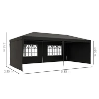 Outsunny Gazebo da giardino 6x3 m con 4 pareti e finestre, Grigio(m-3)
