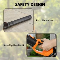 Outsunny Tăietor gard viu electric cu tijă telescopică Lamă 51 cm 2 baterii 4,0 Ah  112,5x15x14,5cm, portocaliu(m-4)