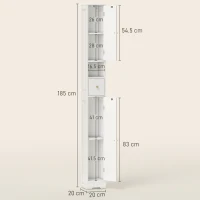 HOMCOM Coloană de baie, mobilier de depozitare, 2 uși, sertar, compartiment deschis, raft reglabil, alb(m-3)