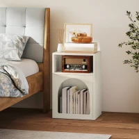 HOMCOM Comodino con scomparti aperti e design ad arco, 40x30x60 cm, Crema(m-2)