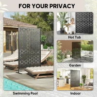 Outsunny Metal Decorative Privacy Screen Outdoor Divider, Black Grid(m-6)