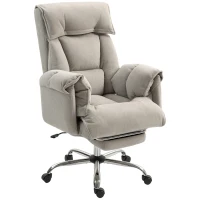 HOMCOM Sedia da ufficio reclinabile con poggiapiedi, 75x77x110-118 cm, grigio(m-6)