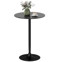 HOMCOM Tavolo Alto da Bar Moderno Rotondo con Base in Acciaio e Piano in MDF, Ø70x102cm, Nero(m-11)